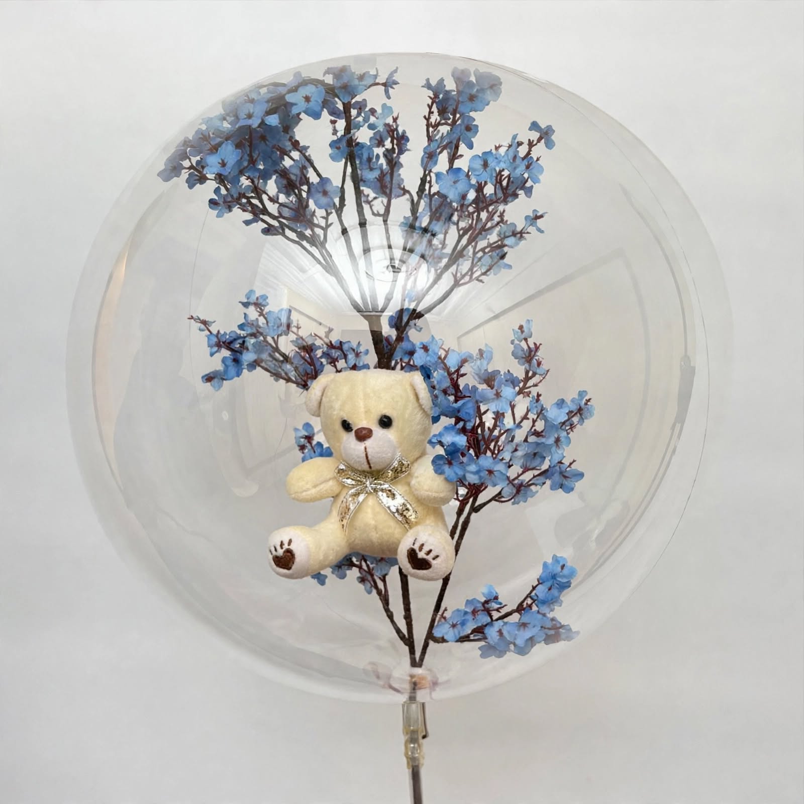 Teddy Balloon Blue Flowers For Man