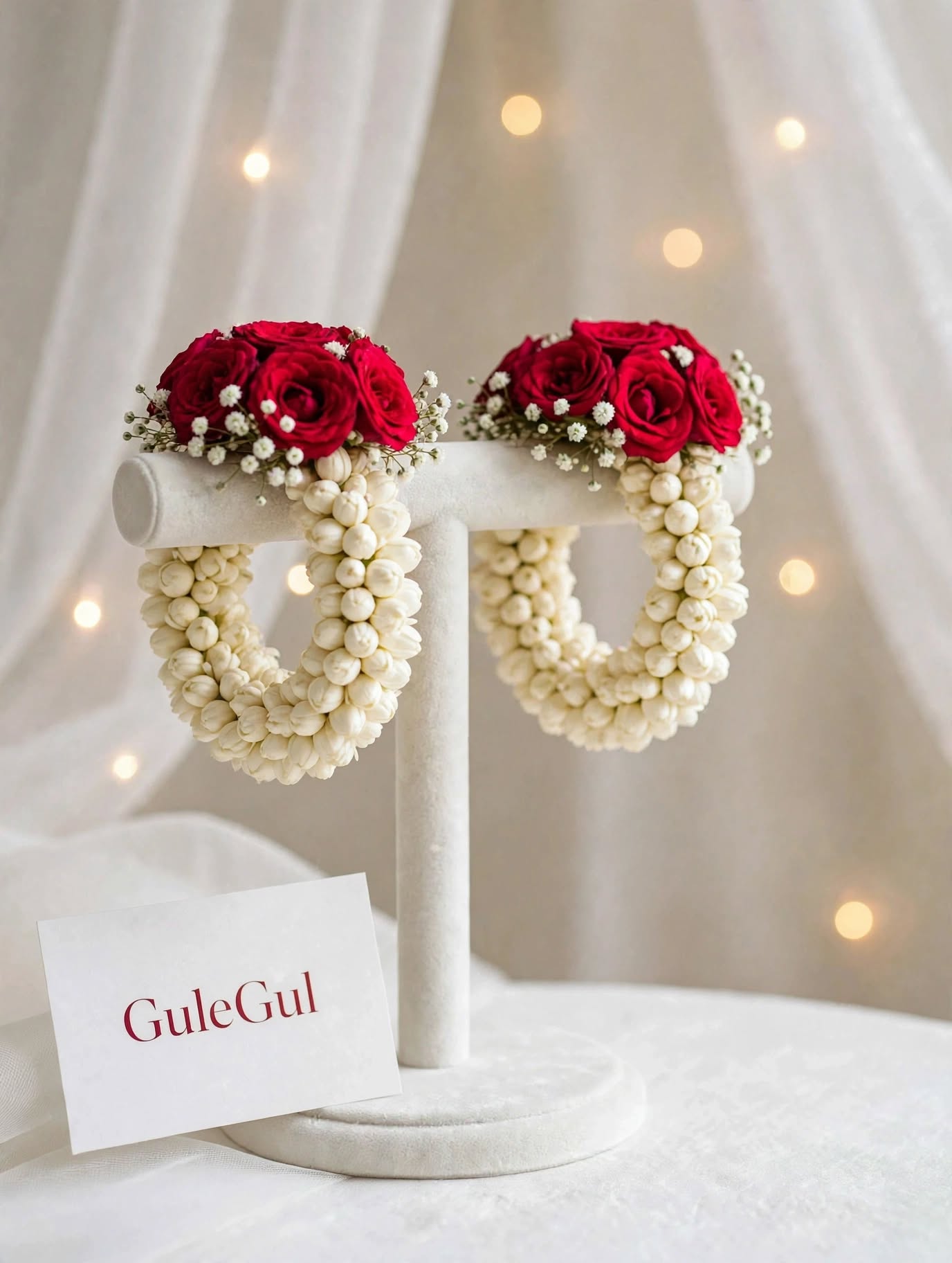 Jasmine Bud Gajra with Rose Top — GuleGul Flowers