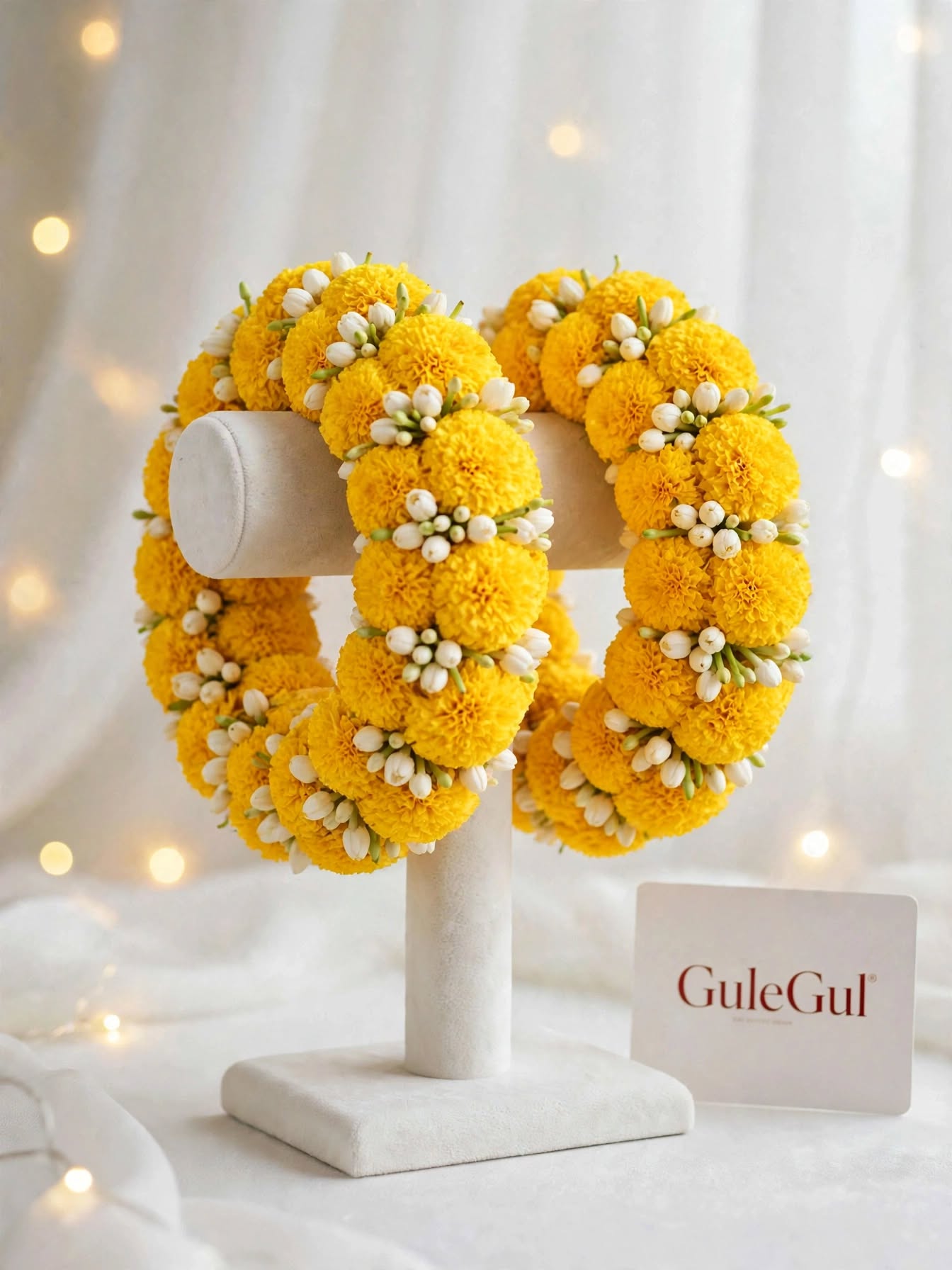 Yellow Marigold Gajra with Jasmine — GuleGul Flowers