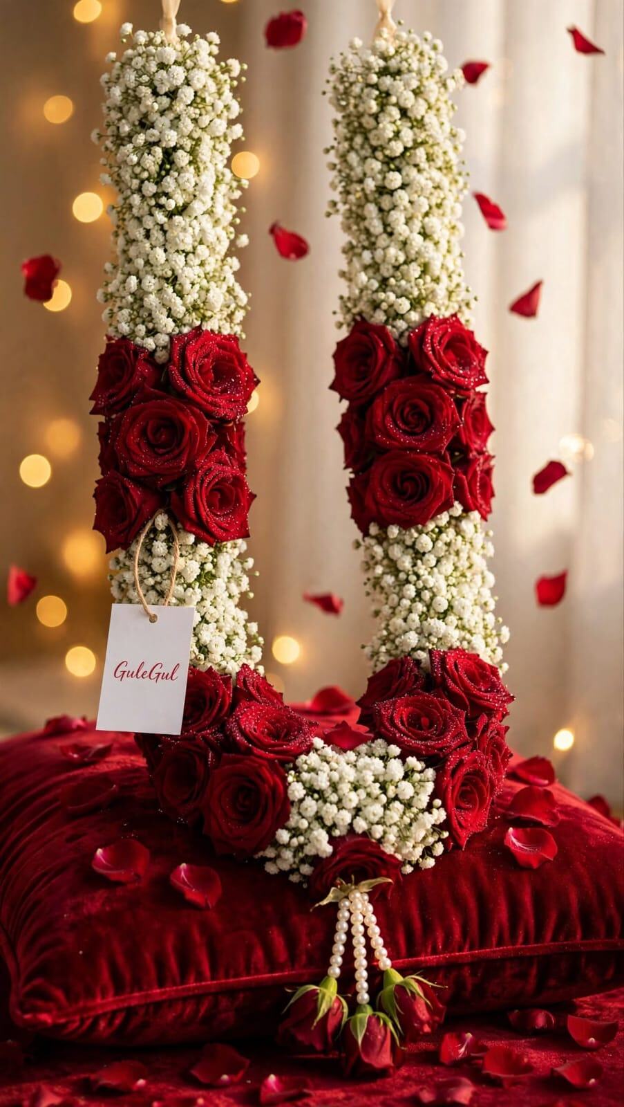Red and White Wedding Garland — GuleGul Flowers