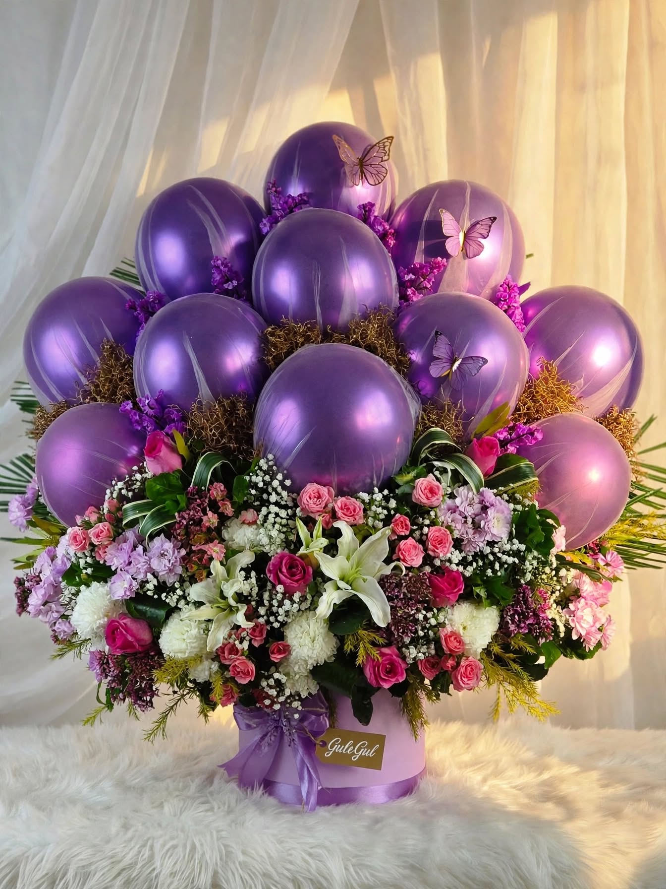 Congratulations Bouquet floral Purple Balloons — GuleGul Flowers