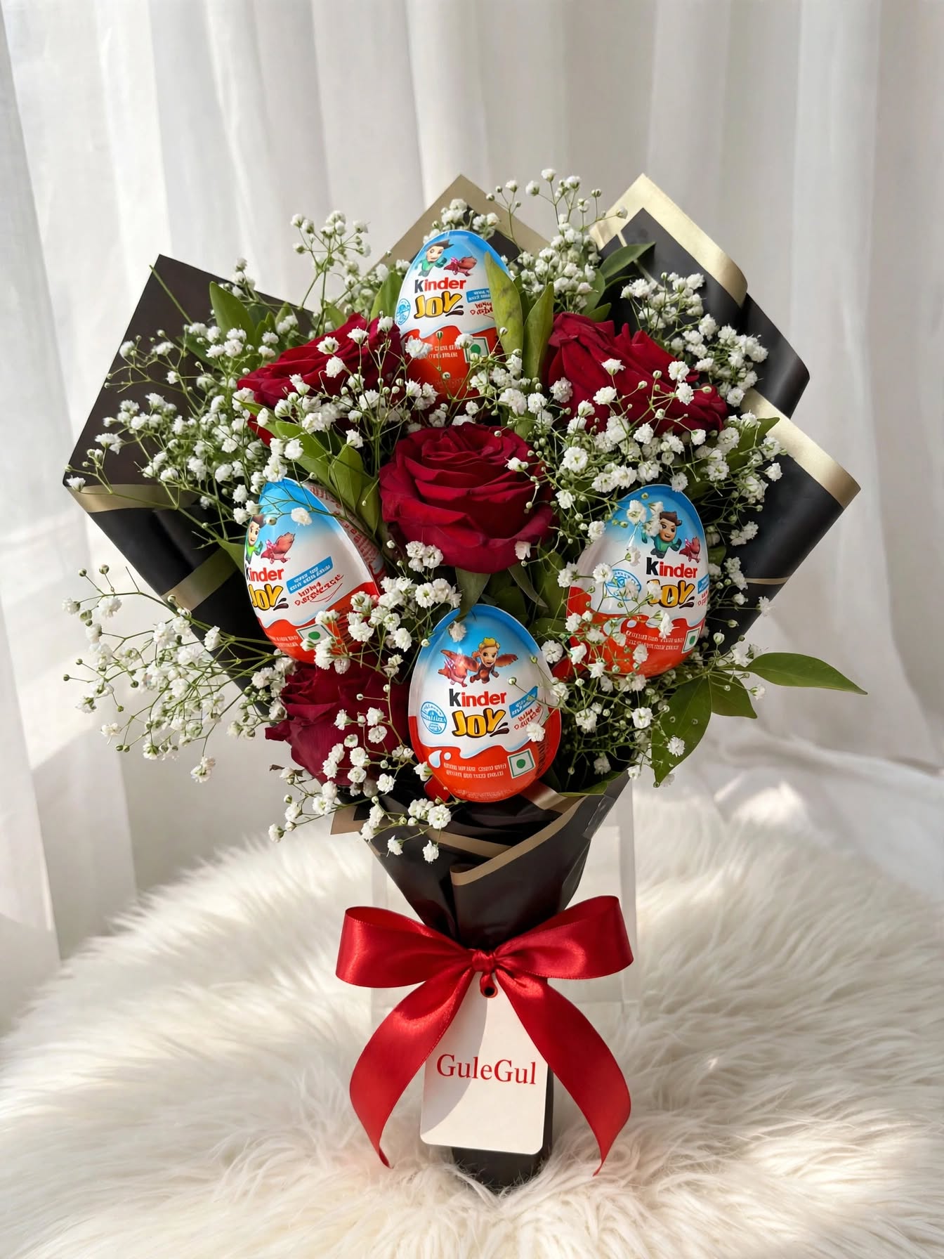 Valentine Bouquet with Kinder Joy — GuleGul Flowers